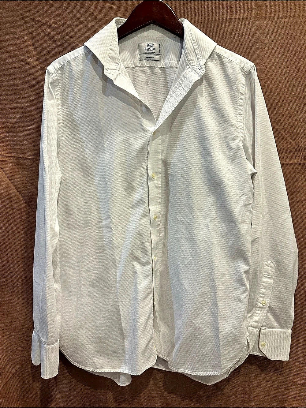 Boggi Milano Tailored Fit Doppio Ritorto White Dress Shirt